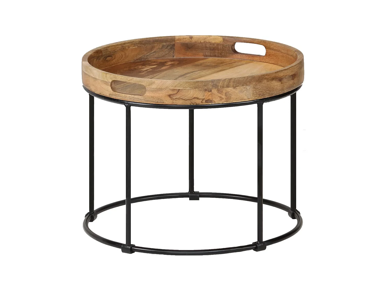 Table basse Bois de manguier massif et acier 50 x 40 cm OFR51177 BonneVie Meuble
