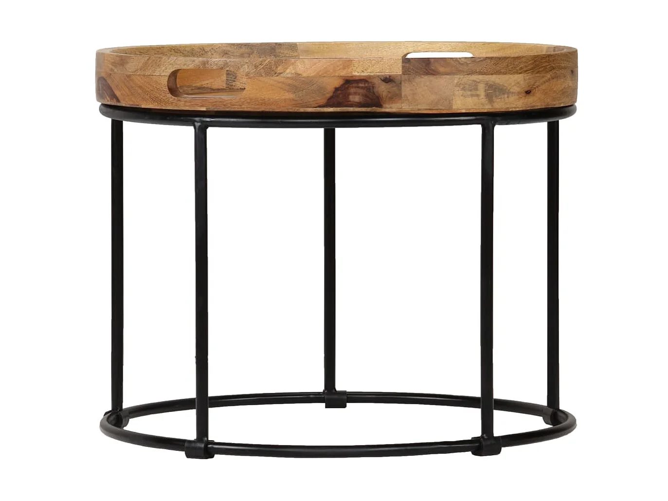 Mesa de centro madeira de mangueira maciça e aço 50x40 cm PT114966