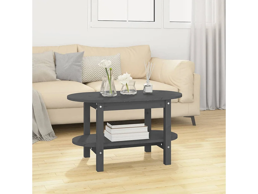 Mesa de centro 80x45x45 cm madeira de pinho maciça cinzento PT634720