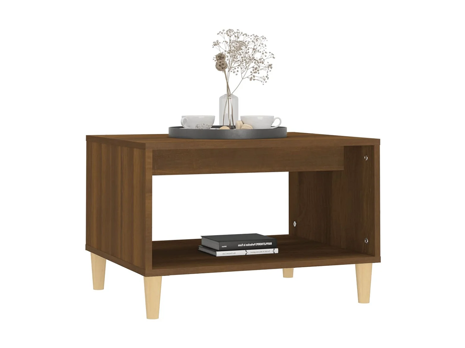 Mesa de centro madera contrachapada marrón roble 60x50x40 cm ES45326