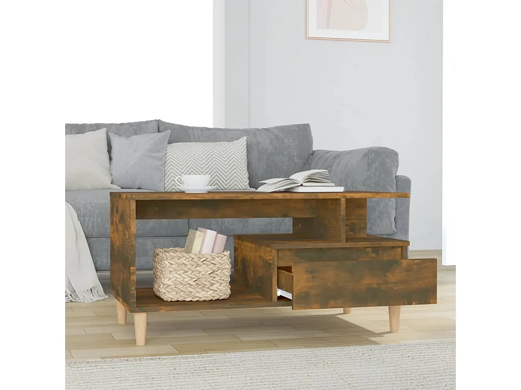 Table basse Chêne fumé 90x49x45 cm Bois d'ingénierie OFR98789 BonneVie Meuble