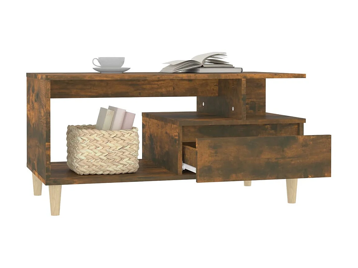 Table basse Chêne fumé 90x49x45 cm Bois d'ingénierie OFR98789 BonneVie Meuble