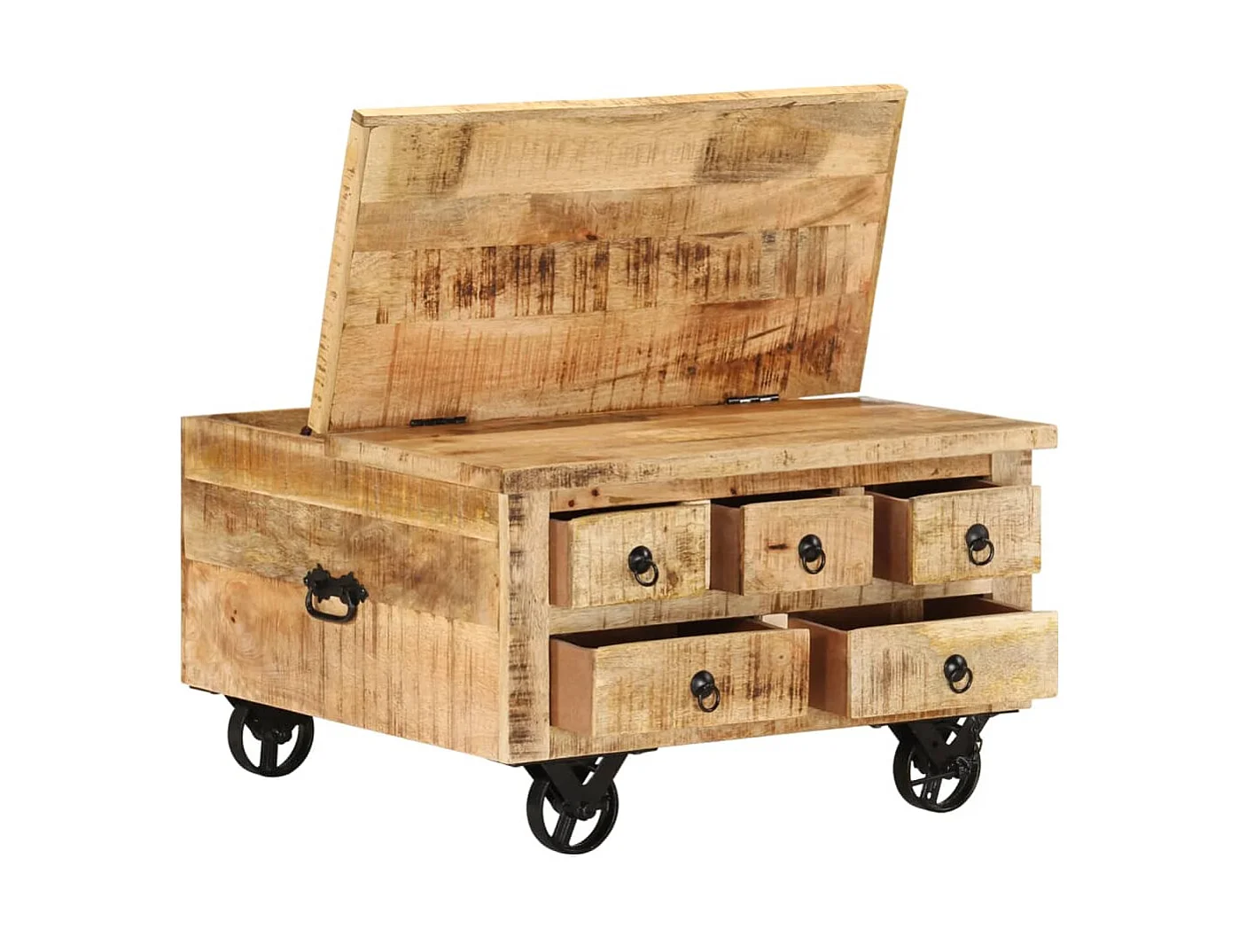 Table basse Bois de manguier brut 70 x 70 x 40 cm OFR13826 BonneVie Meuble