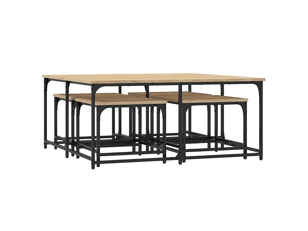 Tables basses gigognes 5 pcs chêne sonoma bois d'ingénierie OFR20304 BonneVie Meuble