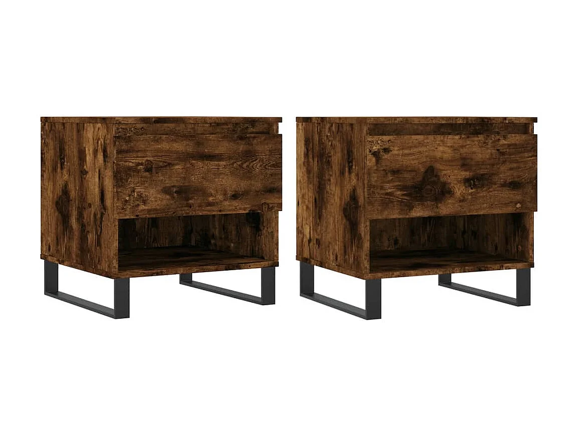 Tables basses 2 pcs chêne fumé 50x46x50 cm bois d'ingénierie OFR13144 BonneVie Meuble
