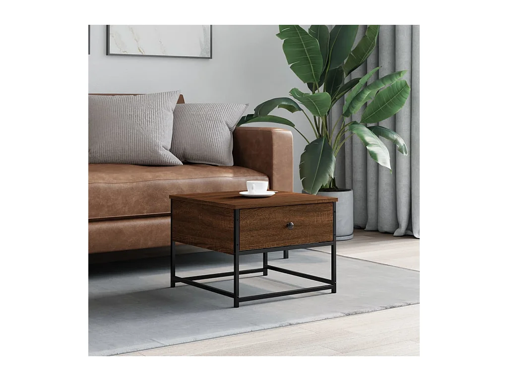 Mesa de centro madera de ingeniería roble marrón 51x51x40 cm ES67449