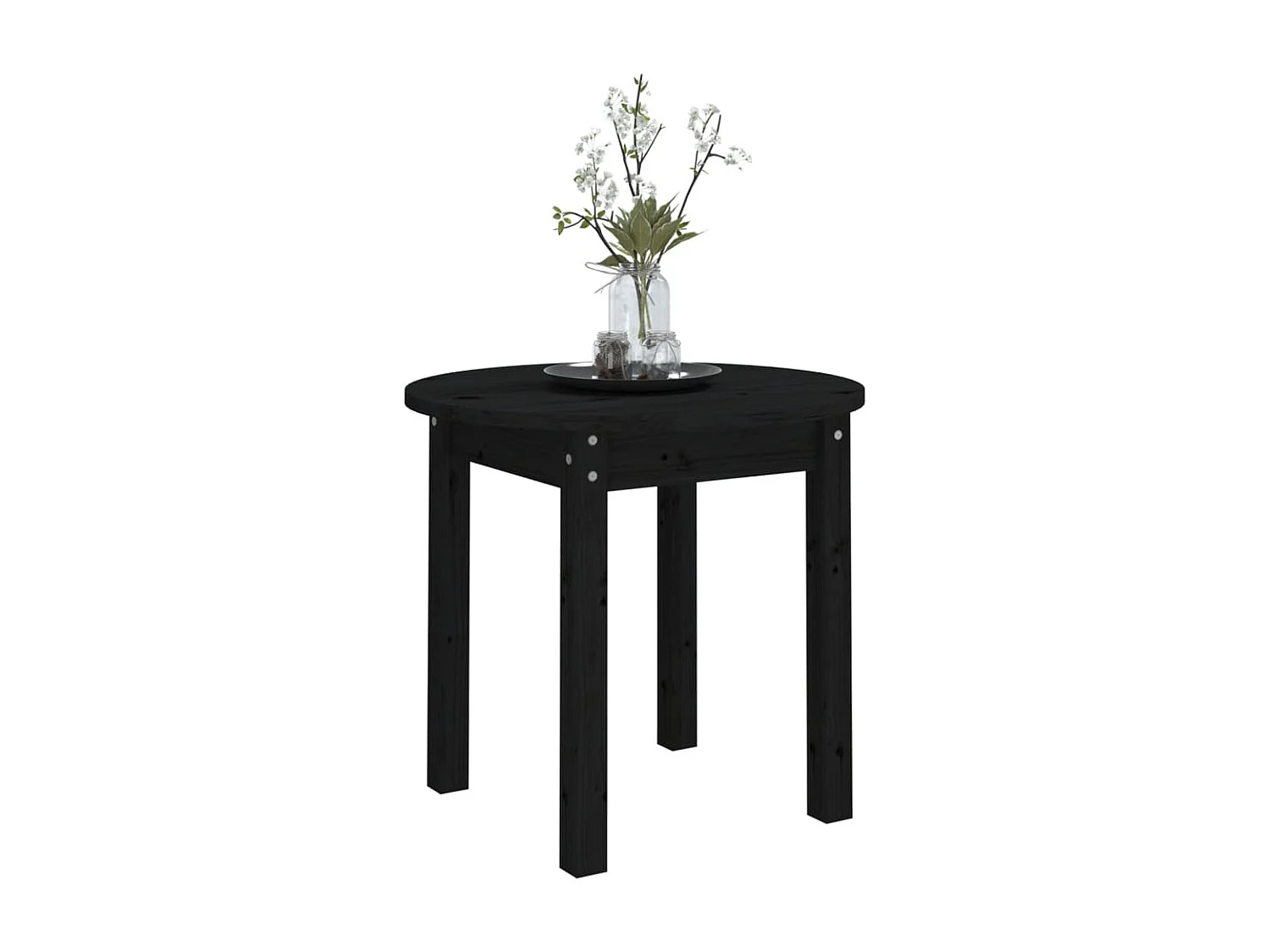 Table basse Noir Ø 45x40 cm Bois massif de pin OFR87487 BonneVie Meuble