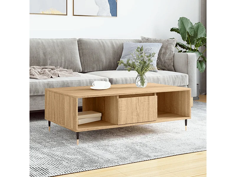 Table basse chêne sonoma 104x60x35 cm bois d'ingénierie OFR52407 BonneVie Meuble