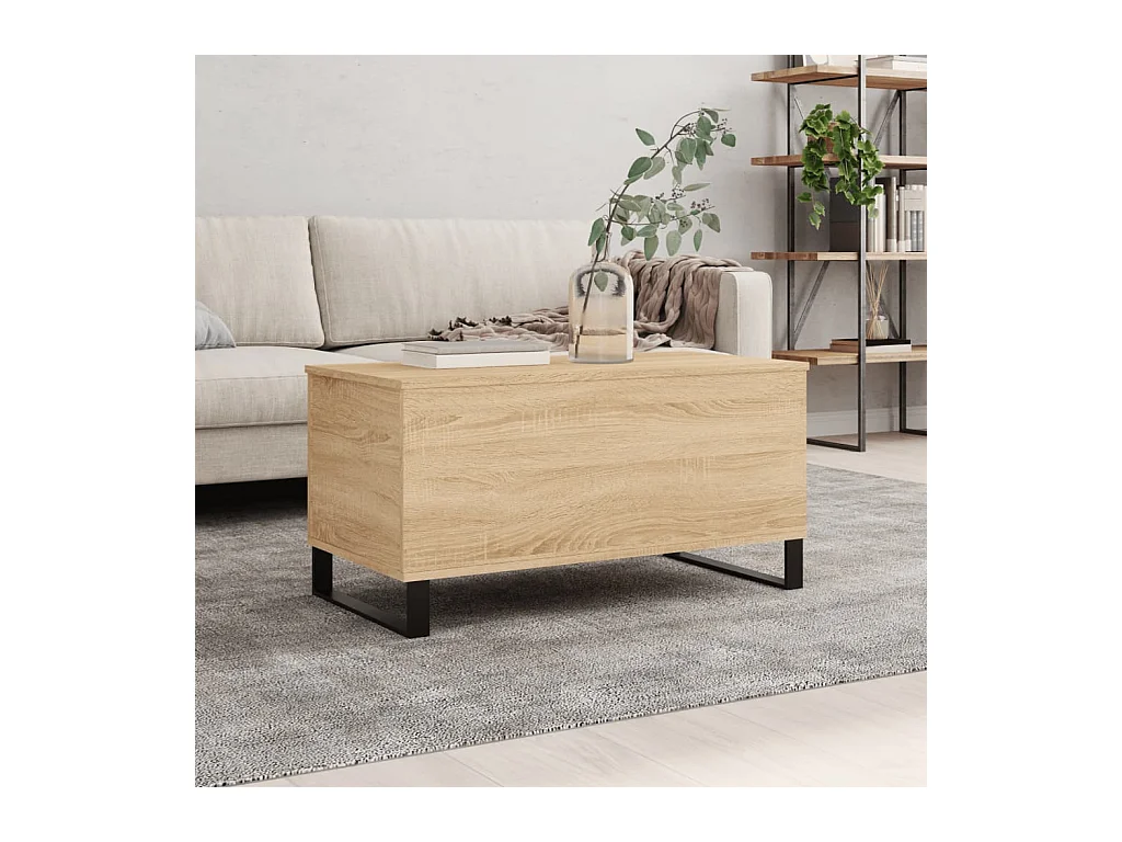 Table basse relevable Chêne sonoma 90x44,5x45 cm Bois d'ingénierie OFR70601 BonneVie Meuble