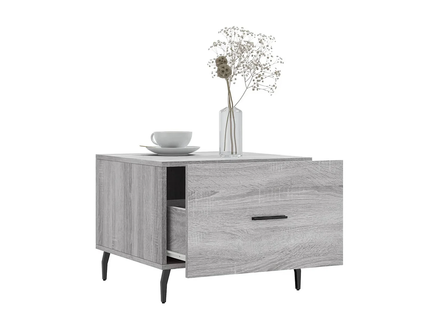 Salontafel 50x50x40 cm bewerkt hout grijs sonoma eiken NL79059