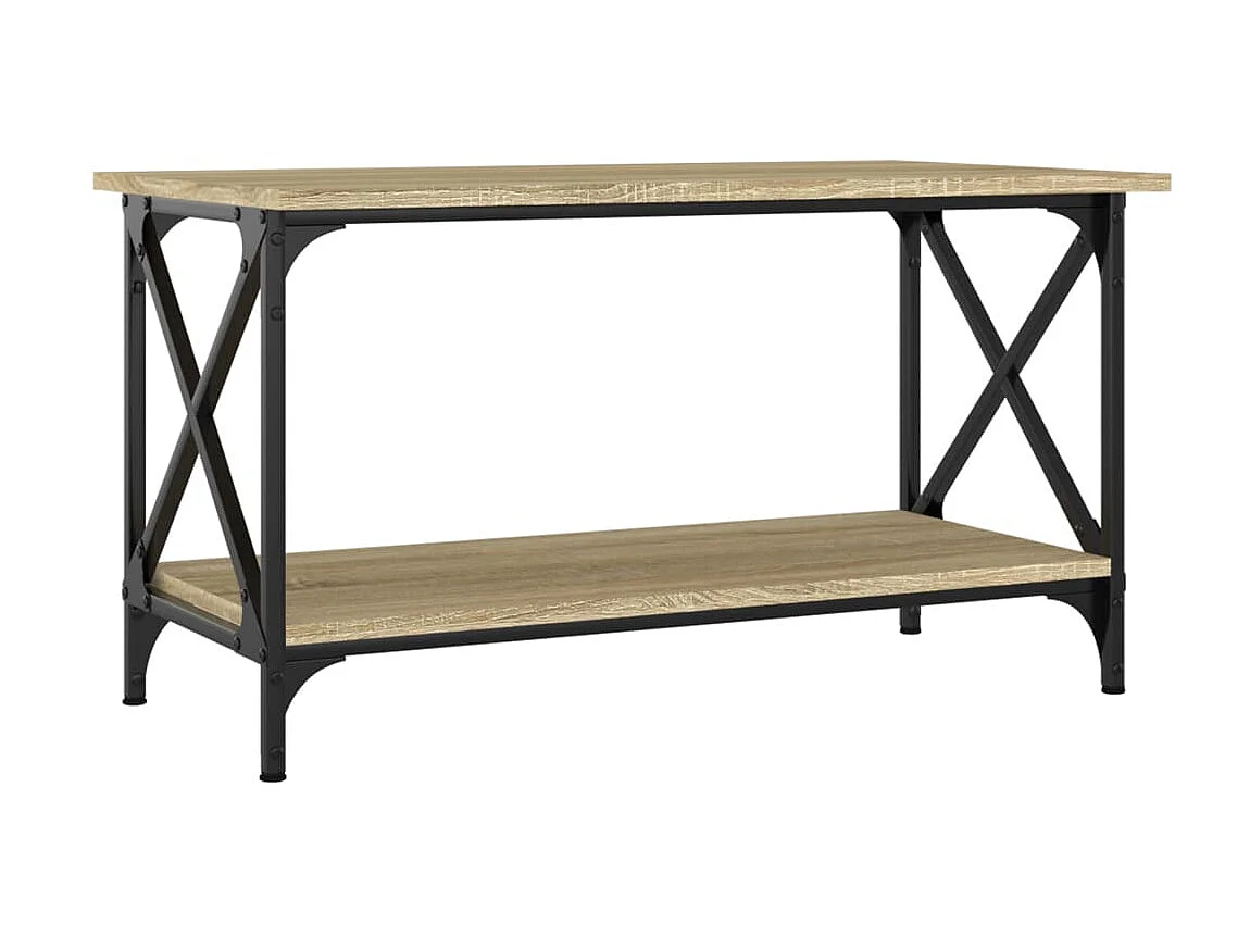Table basse Chêne sonoma 80x45x45 cm Bois d'ingénierie et fer OFR19158 BonneVie Meuble