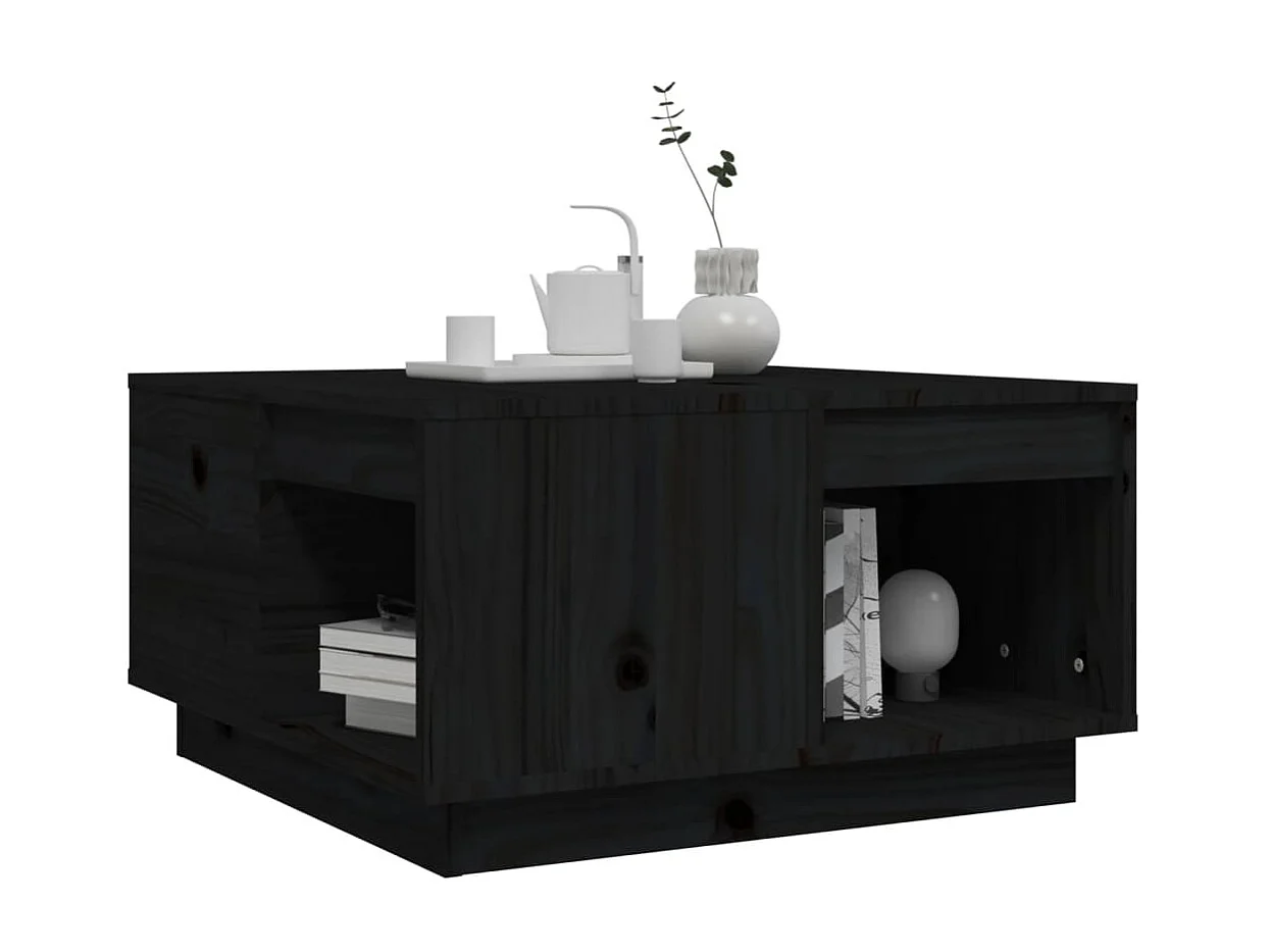 Mesa de centro de madera maciza de pino negro 60x61x32,5 cm ES10588