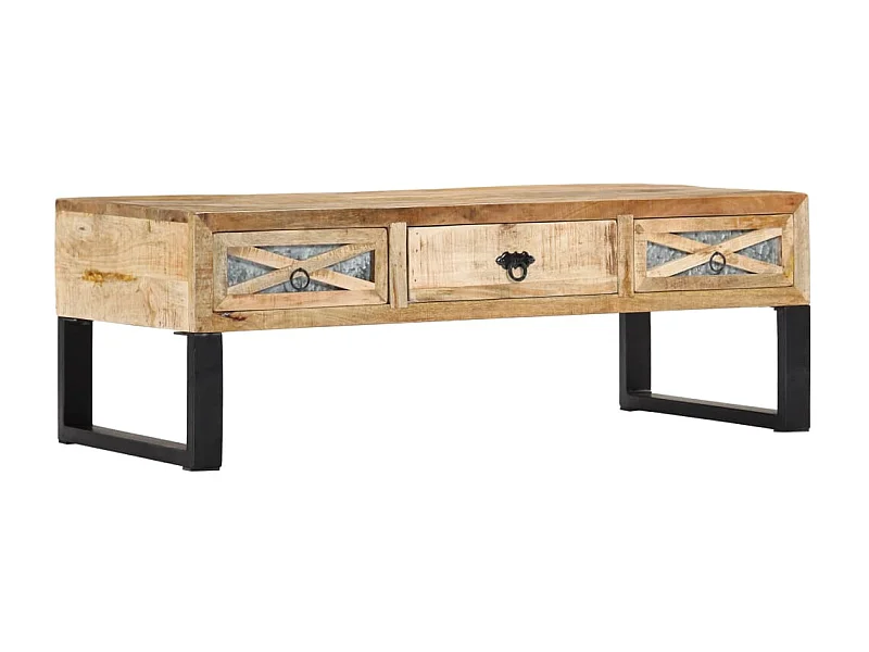 Mesa de centro de madera maciza de mango 110x50x38 cm ES49763