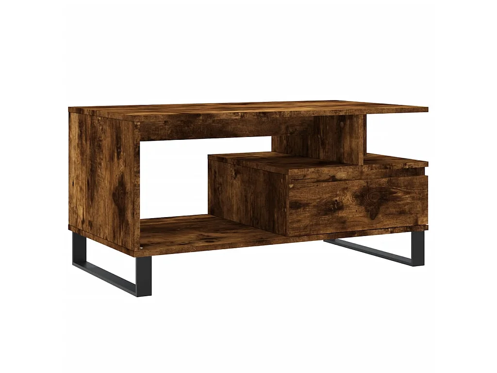 Table basse Chêne fumé 90x49x45 cm Bois d'ingénierie OFR96621 BonneVie Meuble