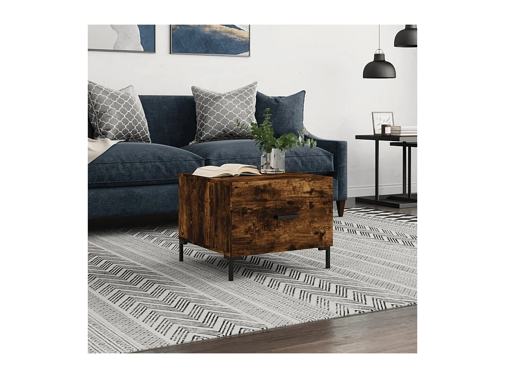 Table basse Chêne fumé 50x50x40 cm Bois d'ingénierie OFR88515 BonneVie Meuble