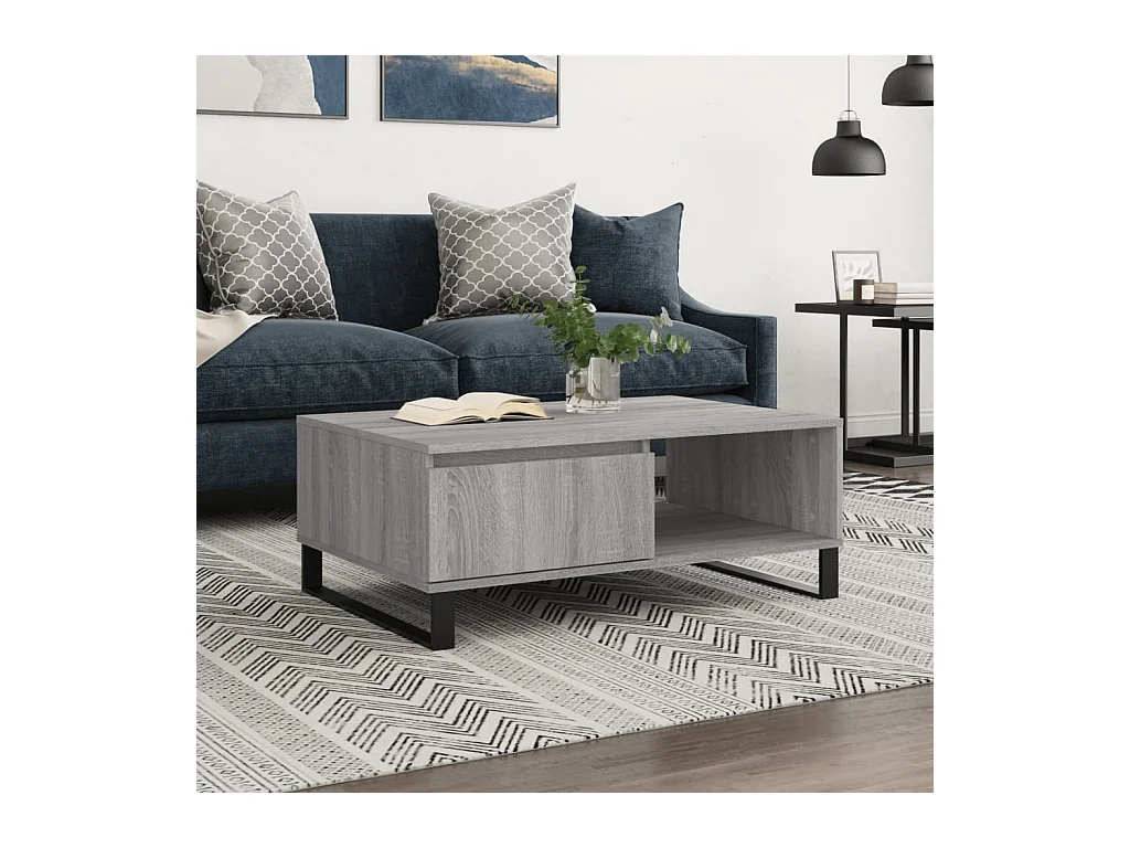 Table basse sonoma gris 90x60x35 cm bois d'ingénierie OFR49553 BonneVie Meuble