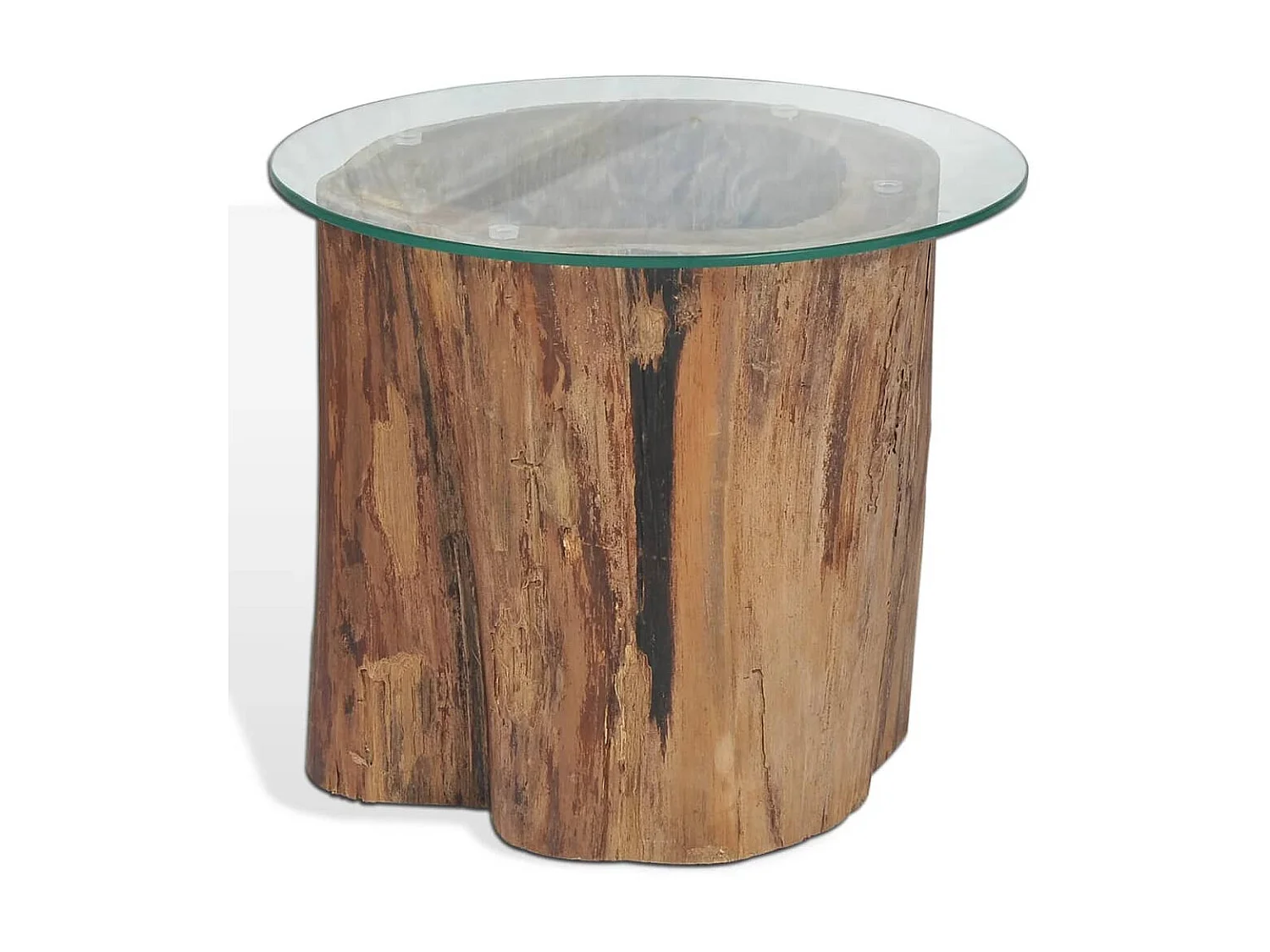 Table basse Teck Verre 50 x 40 cm OFR96911 BonneVie Meuble