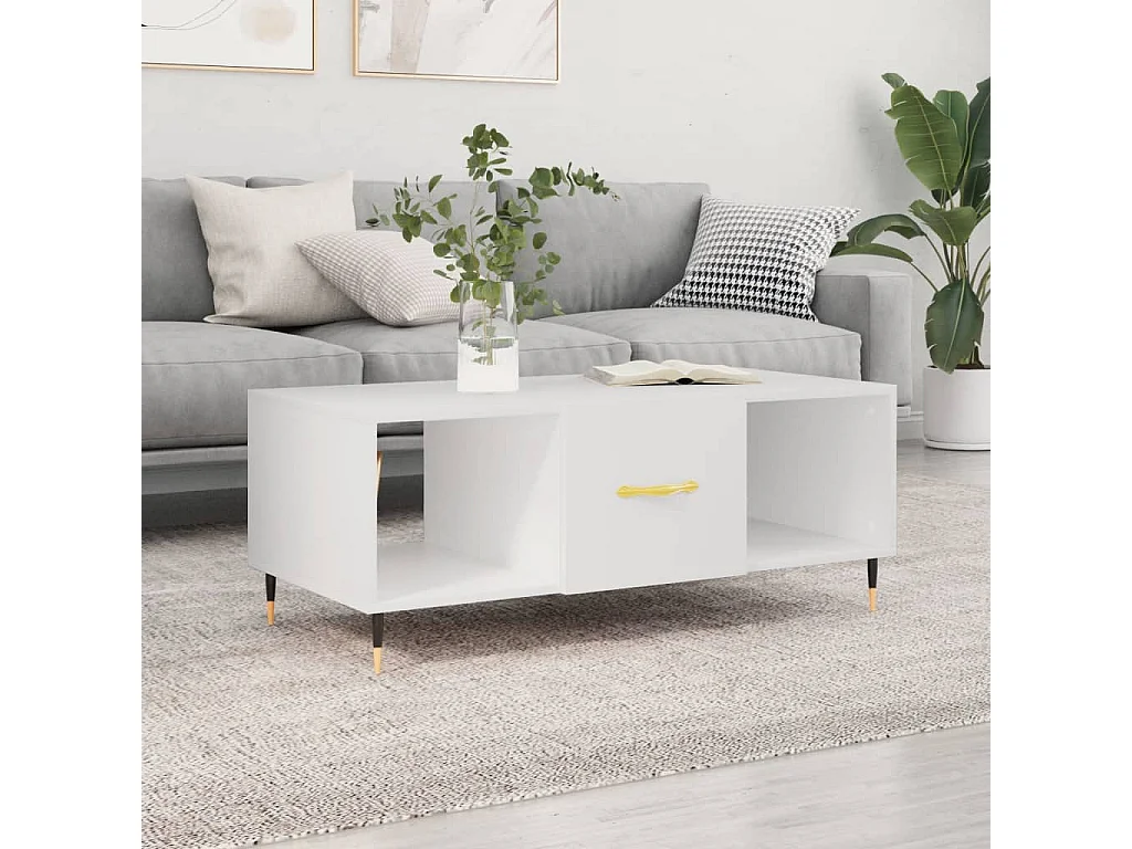 Mesa de centro madera contrachapada blanco 102x50x40 cm ES26841