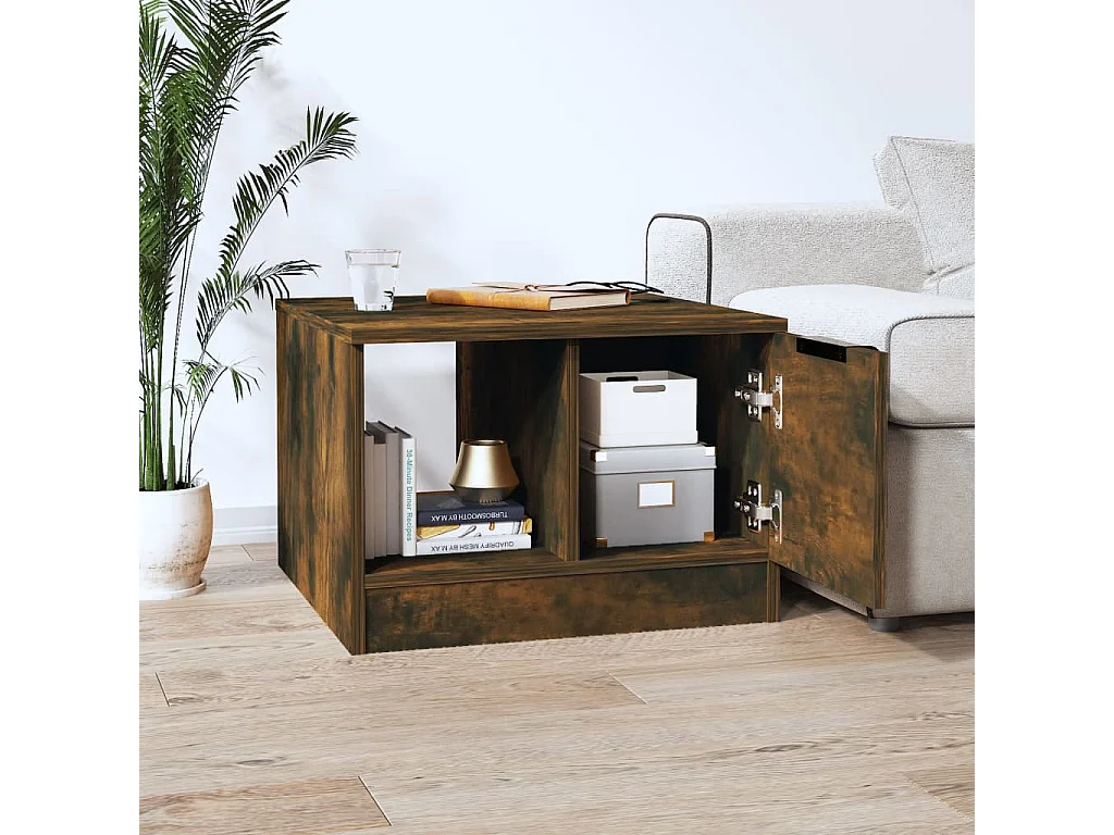 Salontafel 50x50x36 cm bewerkt hout gerookt eikenkleurig NL96700