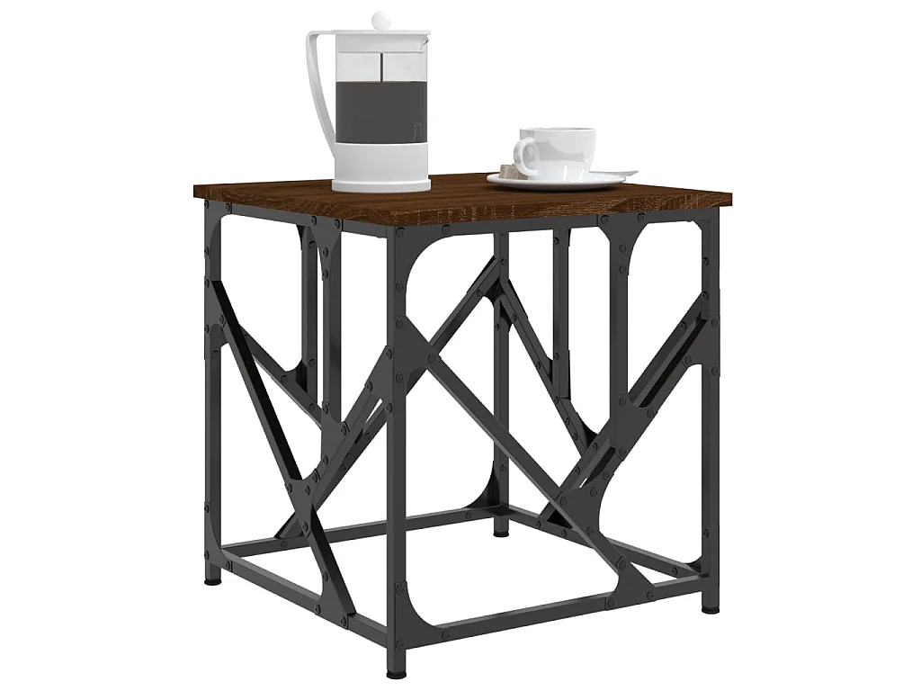 Table basse chêne marron 45x45x47,5 cm bois d'ingénierie OFR73315 BonneVie Meuble