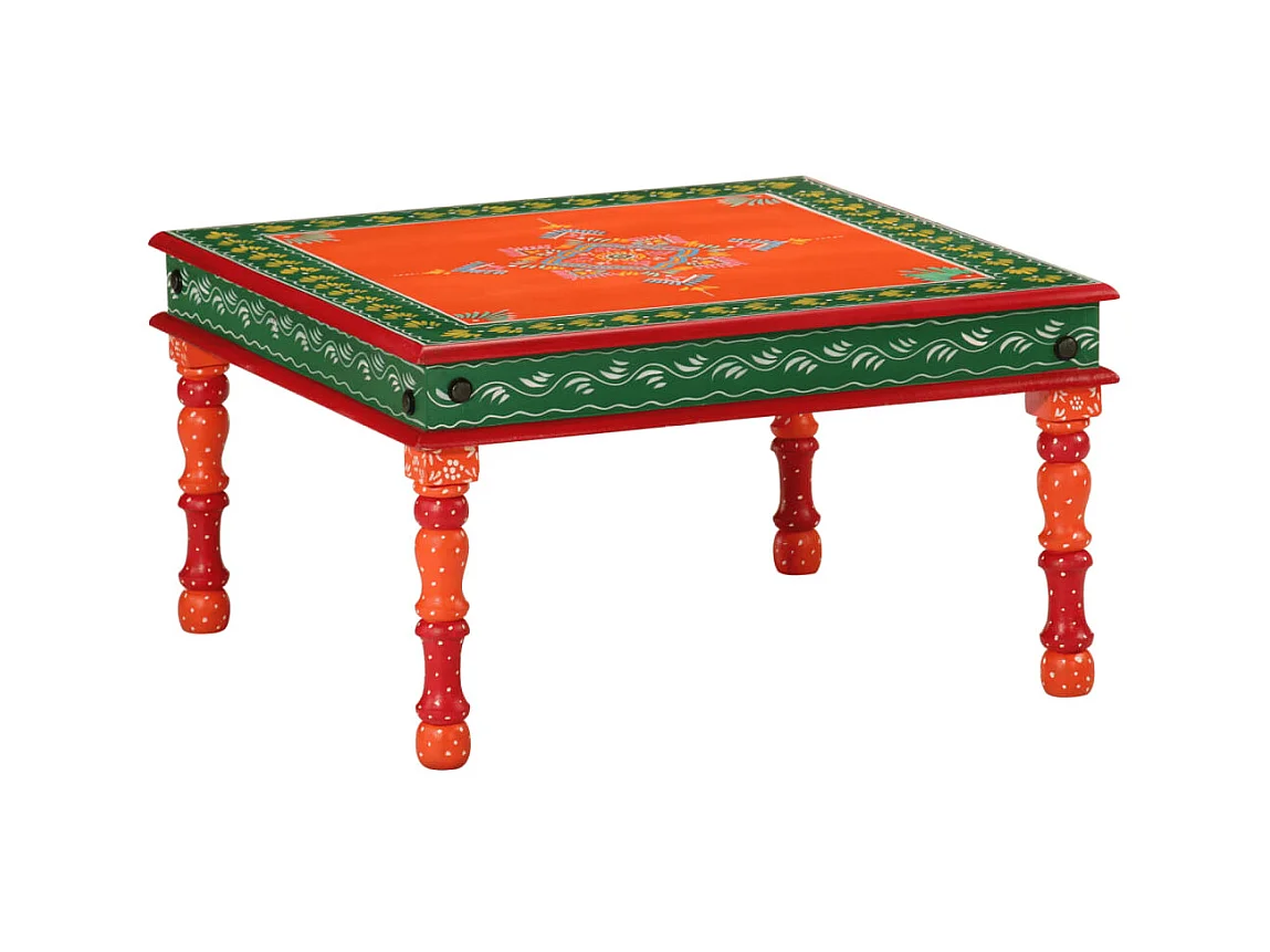 Table basse orange bois de manguier massif peint à la main OFR98058 BonneVie Meuble