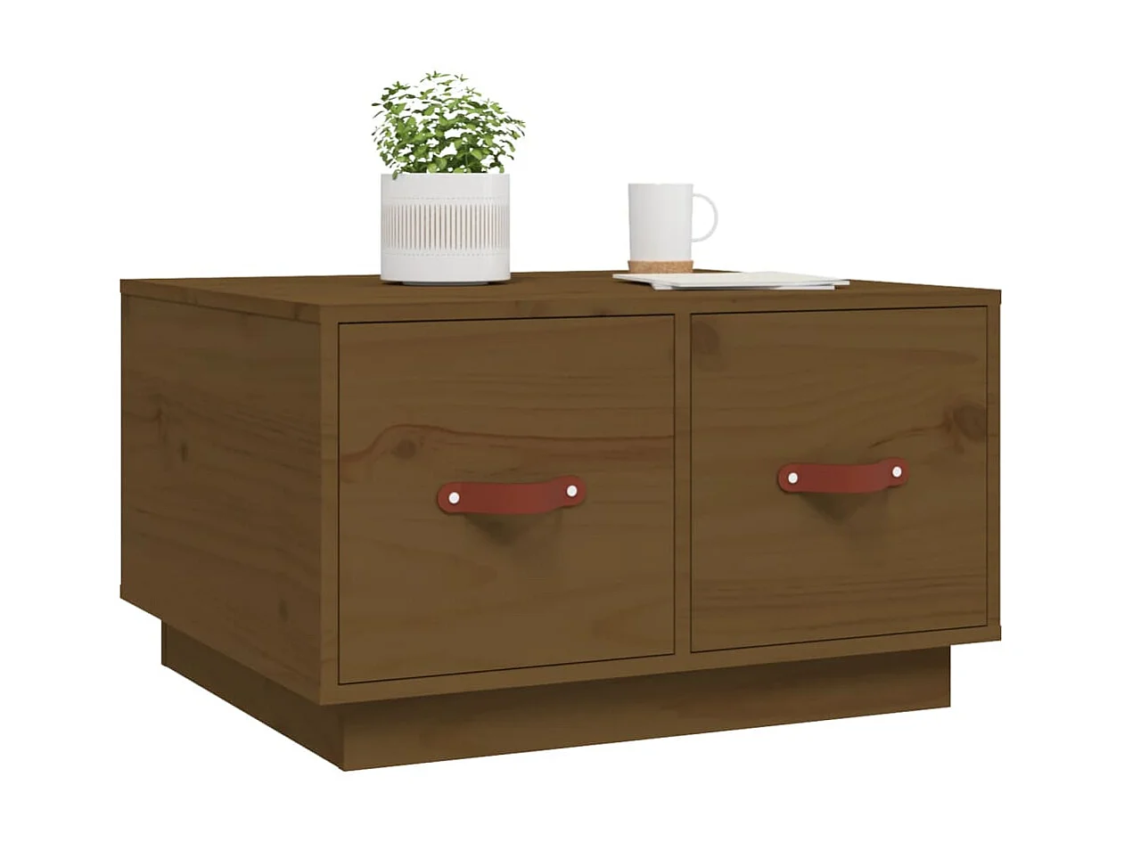 Mesa de centro madera maciza de pino marrón miel 60x53x35 cm ES45418