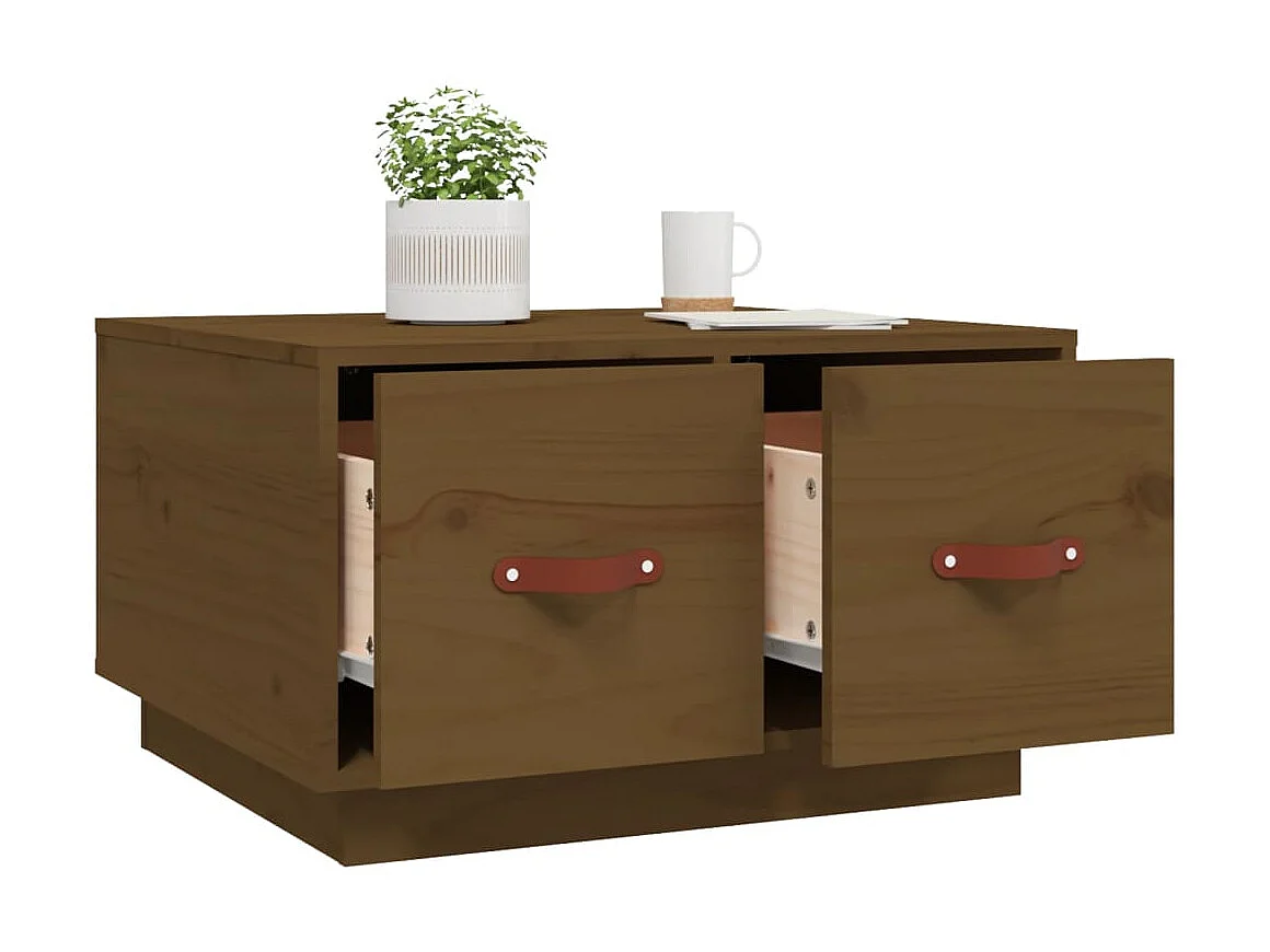 Mesa de centro madera maciza de pino marrón miel 60x53x35 cm ES45418