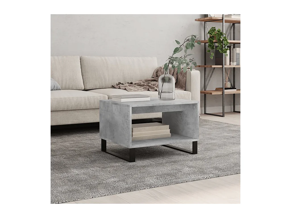 Table basse gris béton 60x50x40 cm bois d'ingénierie OFR80407 BonneVie Meuble
