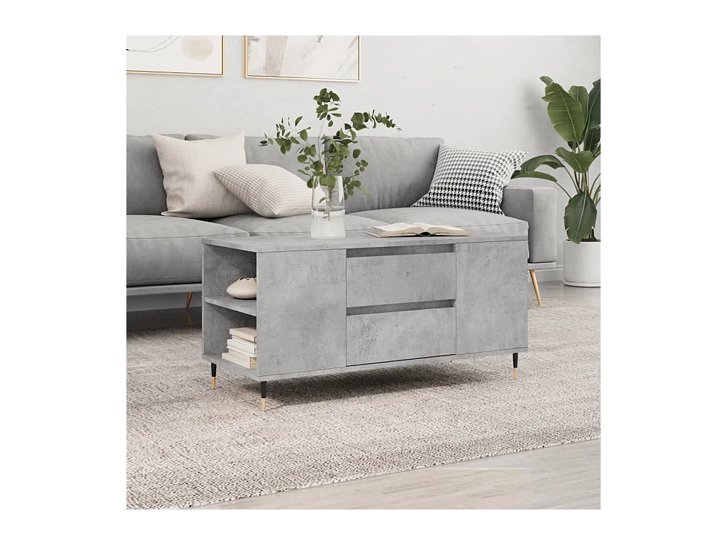 Mesa de centro madera ingeniería gris hormigón 102x44,5x50 cm ES42709