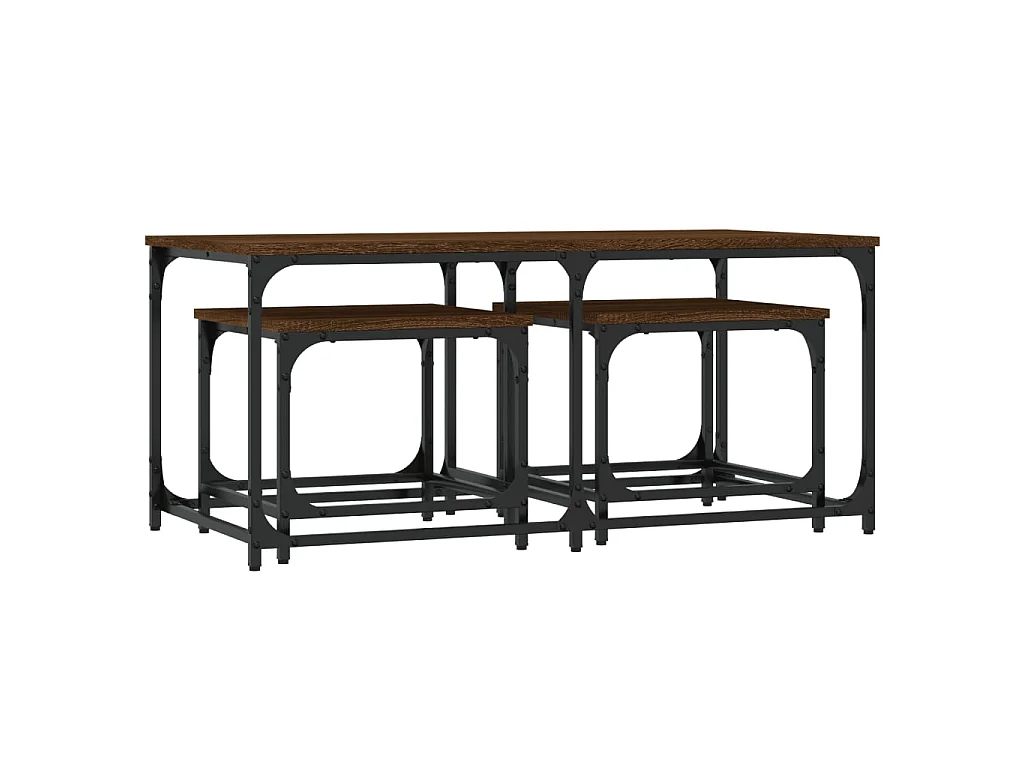 Tables basses gigognes 3 pcs chêne marron bois d'ingénierie OFR58349 BonneVie Meuble