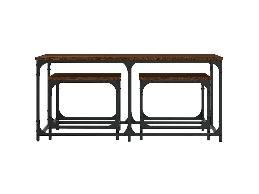 Tables basses gigognes 3 pcs chêne marron bois d'ingénierie OFR58349 BonneVie Meuble