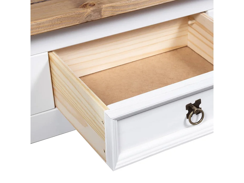 Table basse Pin mexicain Gamme Corona Blanc 100x55x45 cm OFR27498 BonneVie Meuble