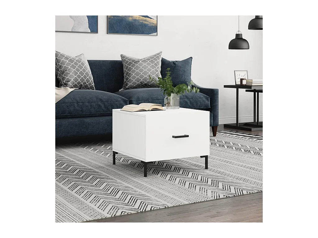 Table basse blanc 50x50x40 cm bois d'ingénierie OFR30224 BonneVie Meuble