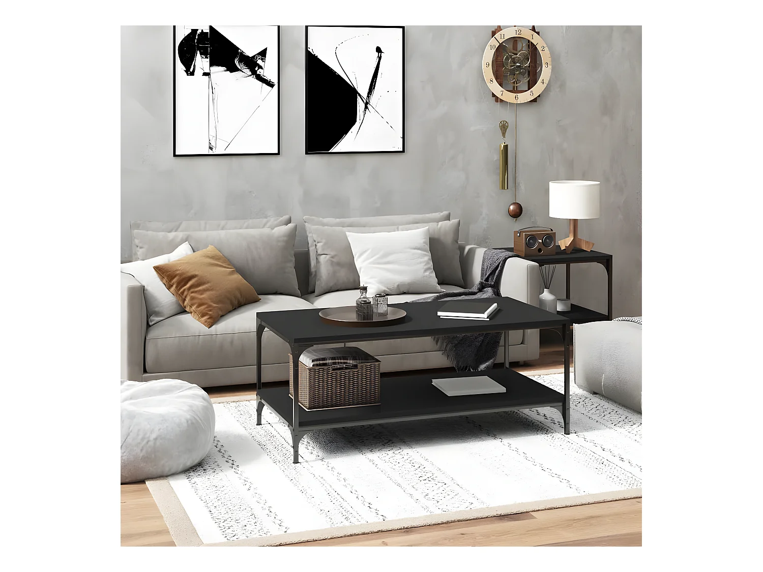 Table basse Noir 100x50x40 cm Bois d'ingénierie OFR37880 BonneVie Meuble