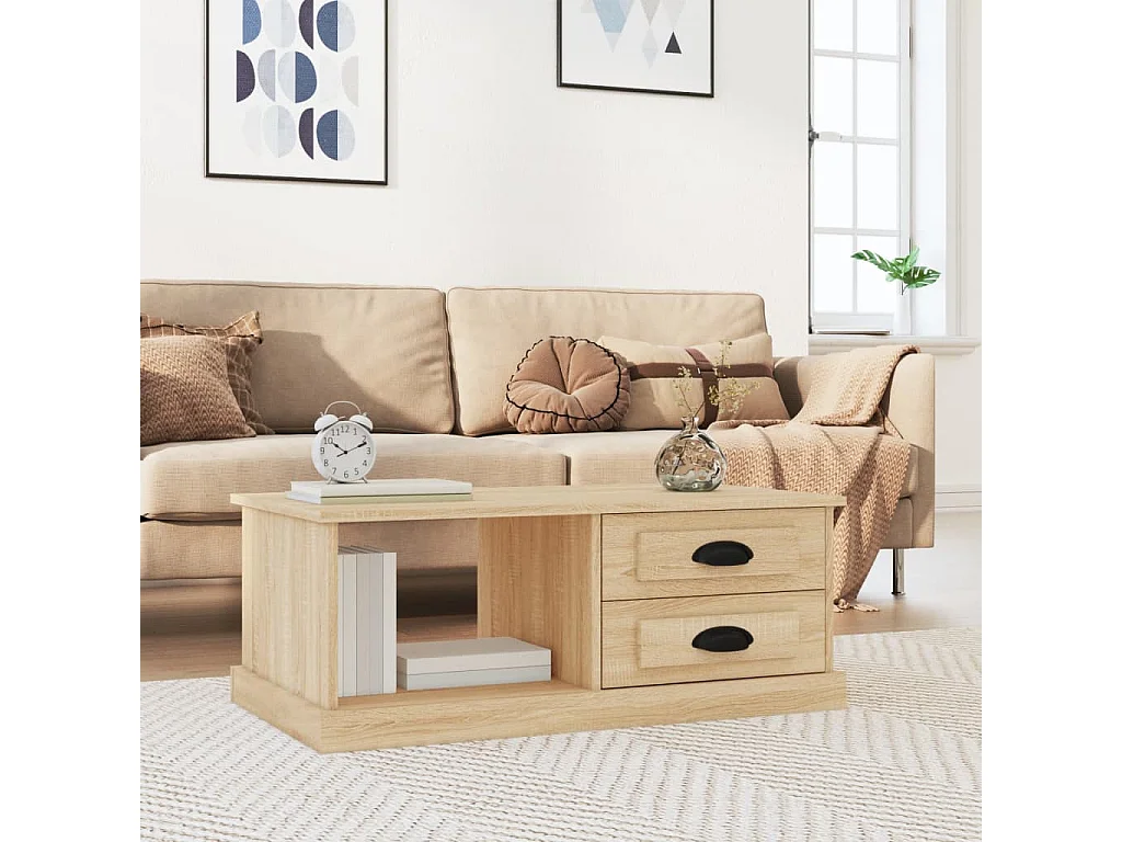 Mesa de centro madera contrachapada roble Sonoma 90x50x35 cm ES59822