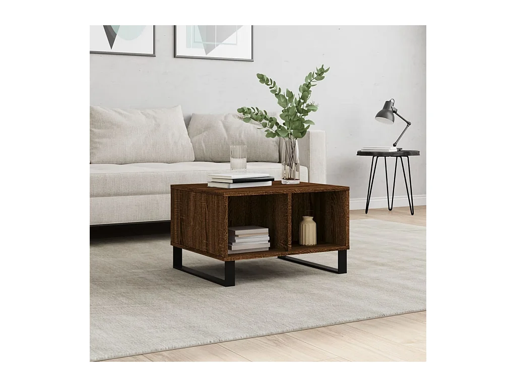Table basse Chêne marron 60x50x36,5 cm Bois d'ingénierie OFR92833 BonneVie Meuble