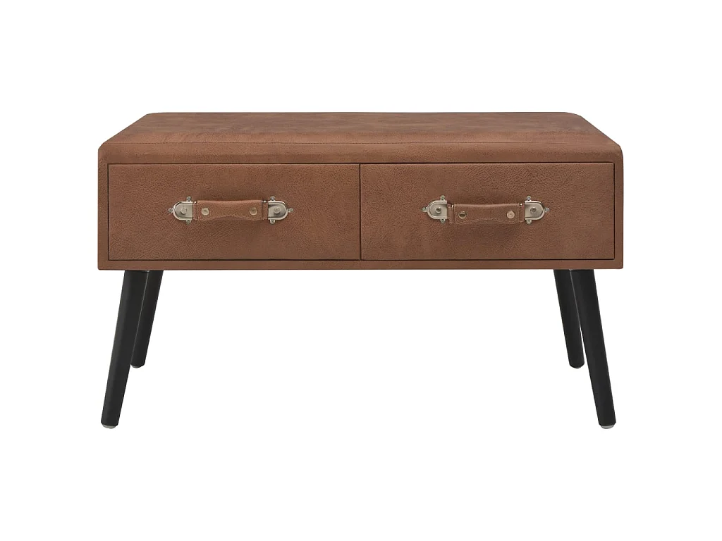 Table basse Marron foncé 80x40x46 cm Similicuir OFR21449 BonneVie Meuble