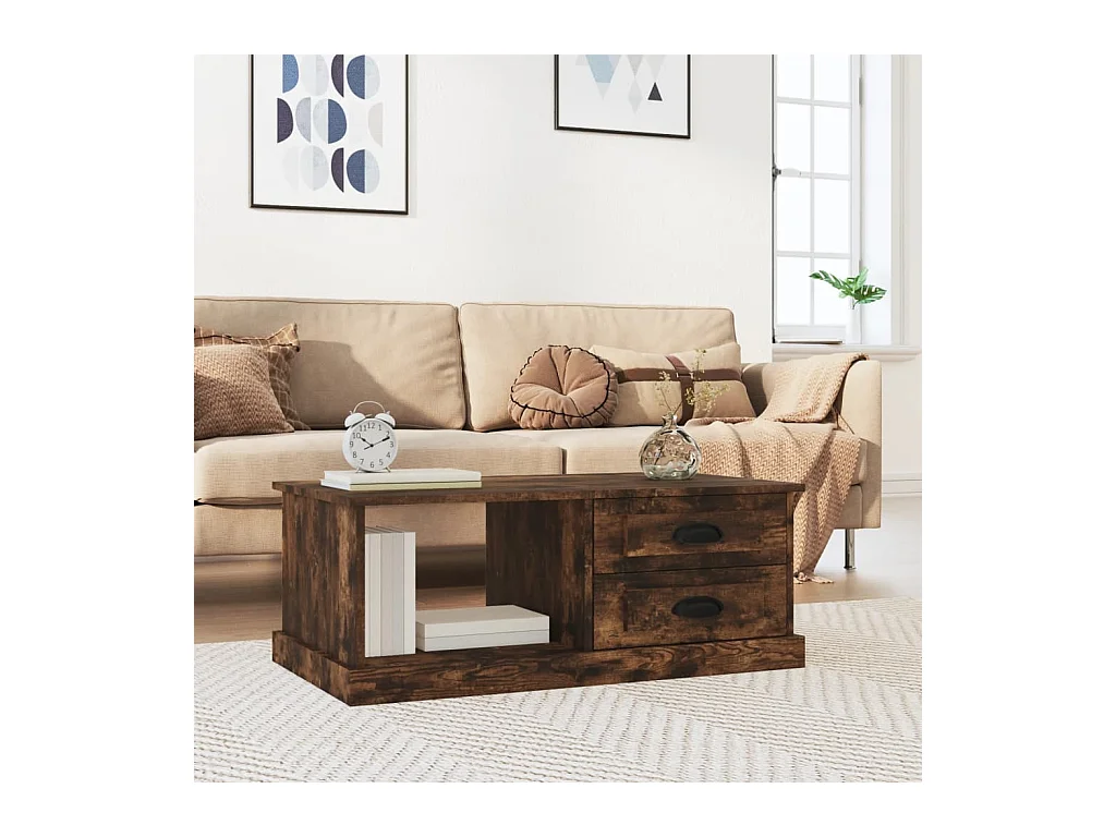 Table basse Chêne fumé 90x50x35 cm Bois d'ingénierie OFR85027 BonneVie Meuble