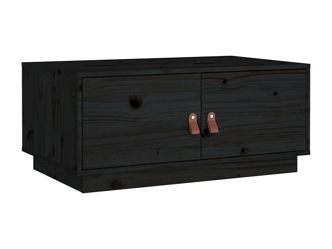 Table basse Noir 80x50x35 cm Bois massif de pin OFR66552 BonneVie Meuble