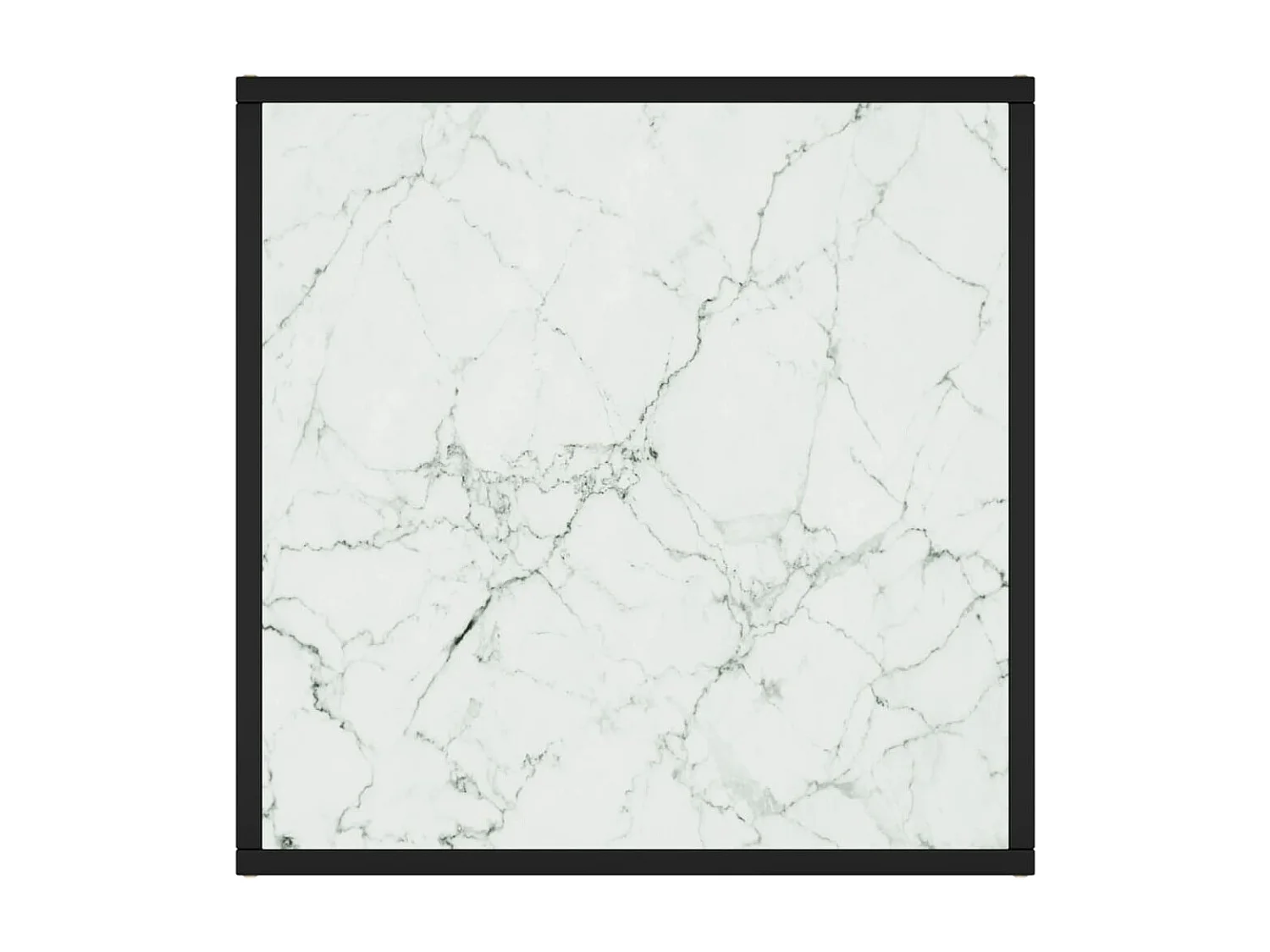 Table basse Noir avec verre marbre blanc 60x60x35 cm OFR25200 BonneVie Meuble