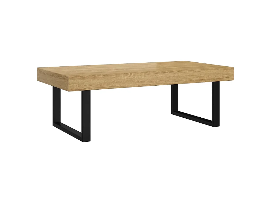 Table basse Marron clair et noir 120x60x40 cm MDF et fer OFR54872 BonneVie Meuble