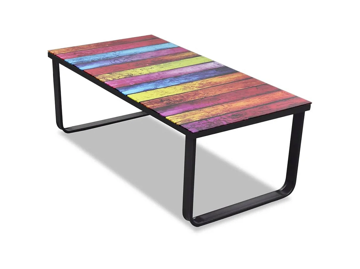 Table basse avec impression d'arc-en-ciel Dessus en verre OFR88283 BonneVie Meuble