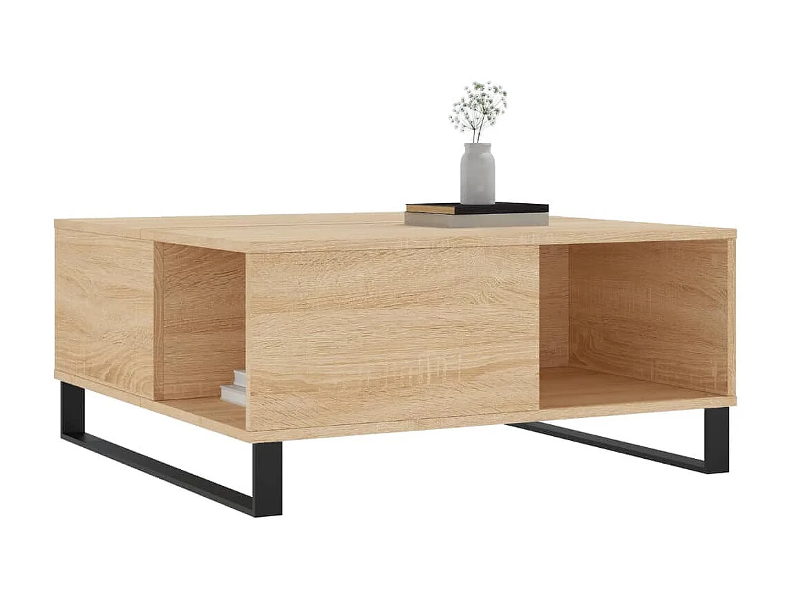 Mesa de centro madera contrachapada roble Sonoma 80x80x36,5 cm ES57461