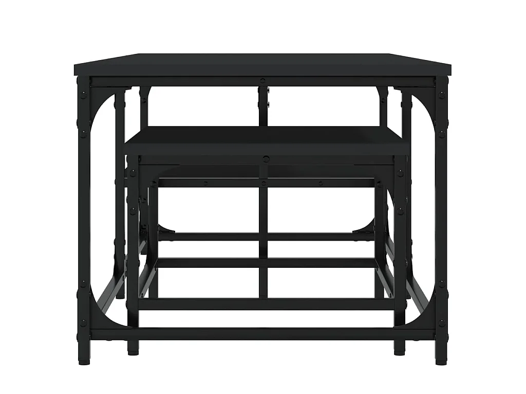 Mesas de centro de encastrar 2 pcs derivados de madeira preto PT341580