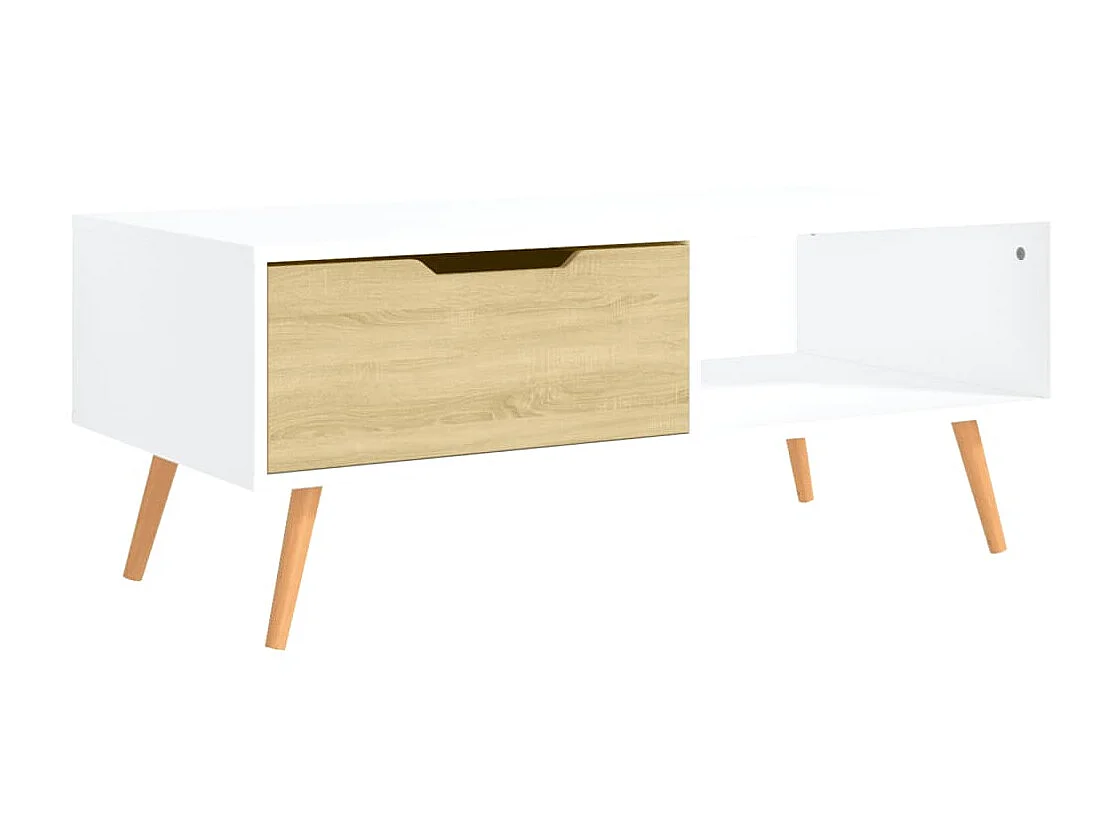 Mesa de centro 100x49,5x43 cm aglomerado branco/carvalho sonoma PT351168