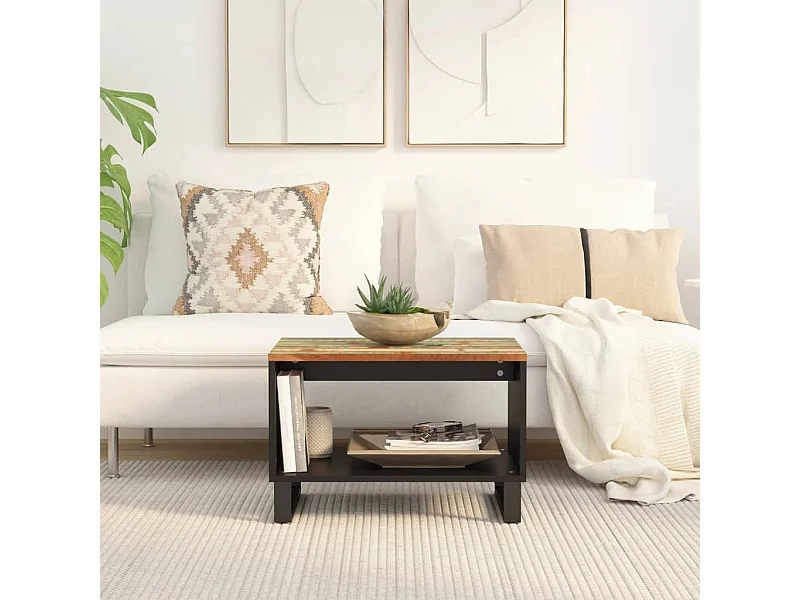 Table basse 60x50x40 cm bois de récupération massif OFR75090 BonneVie Meuble