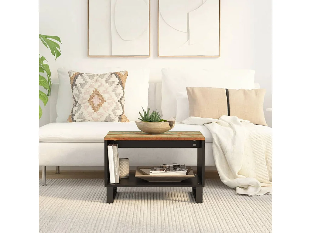 Table basse 60x50x40 cm bois de récupération massif OFR75090 BonneVie Meuble