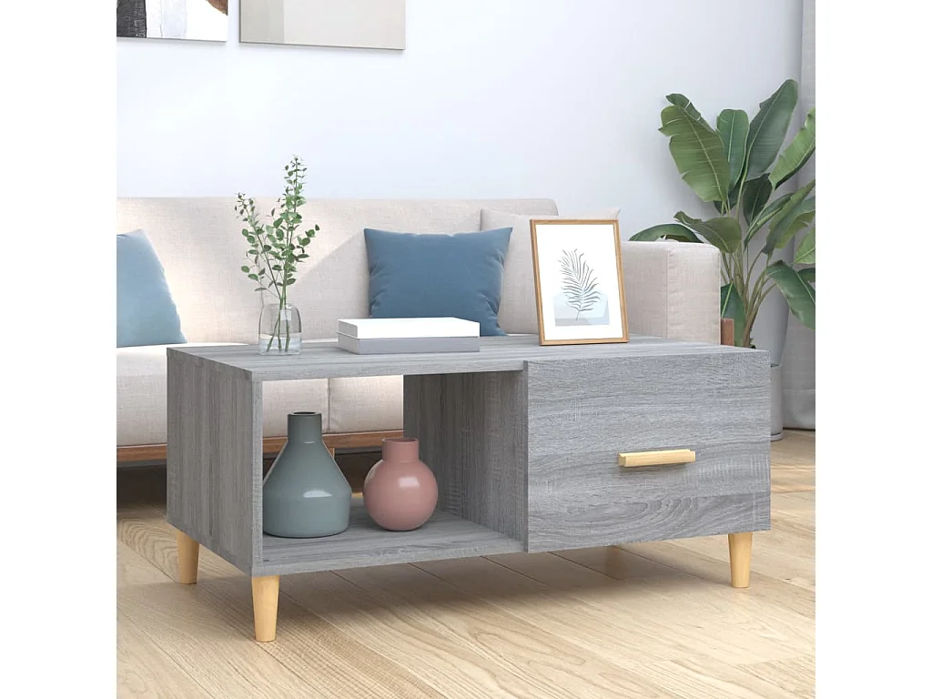 Table basse Sonoma gris 89,5x50x40 cm Bois d'ingénierie OFR77649 BonneVie Meuble