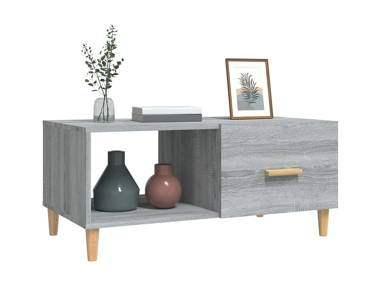 Table basse Sonoma gris 89,5x50x40 cm Bois d'ingénierie OFR77649 BonneVie Meuble