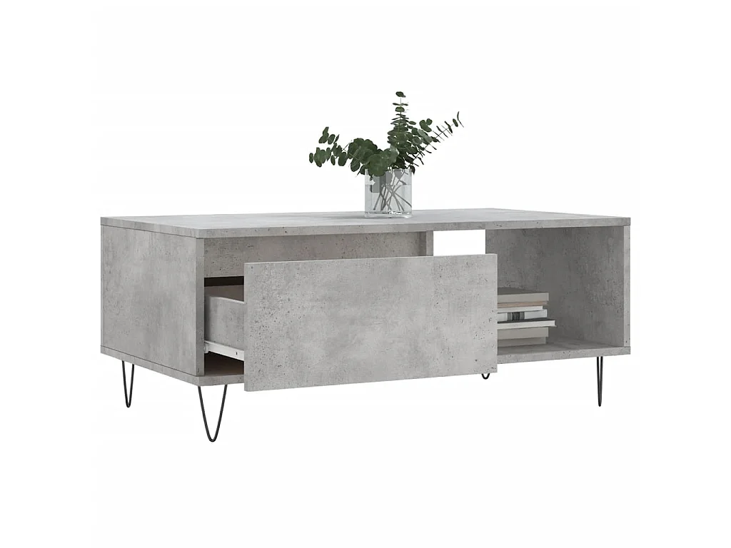 Table basse Gris béton 90x50x36,5 cm Bois d'ingénierie OFR38496 BonneVie Meuble